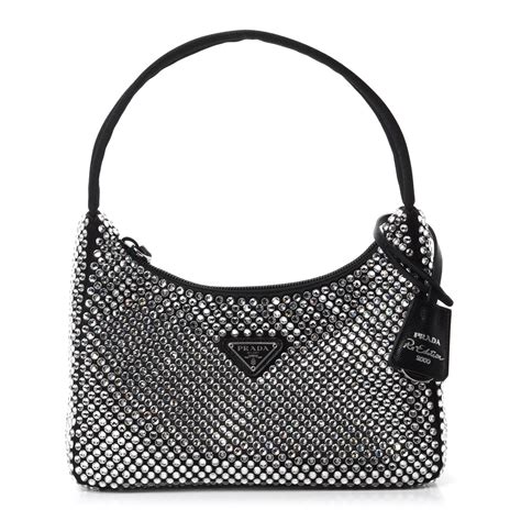 prada mini rhinestone bag|Prada black rhinestone bag.